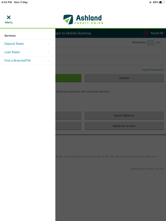 AshlandCU Mobile iPad screenshot 2 - Finance app