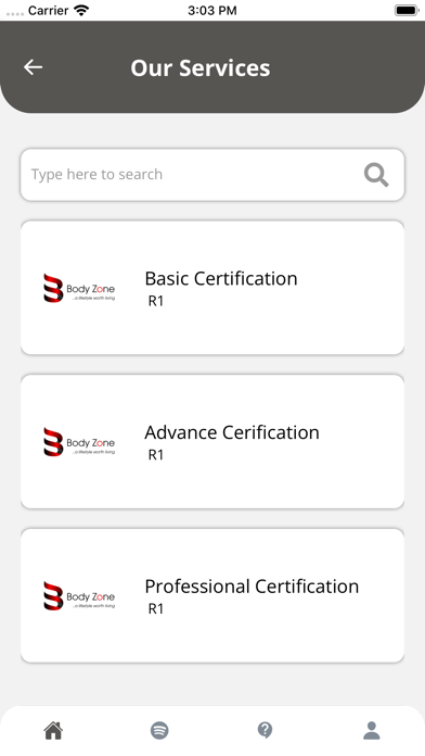 Body Zone App Screenshot