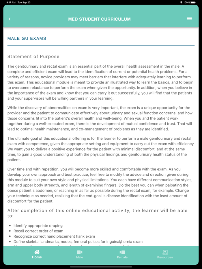 AUA Medical Student Curriculum