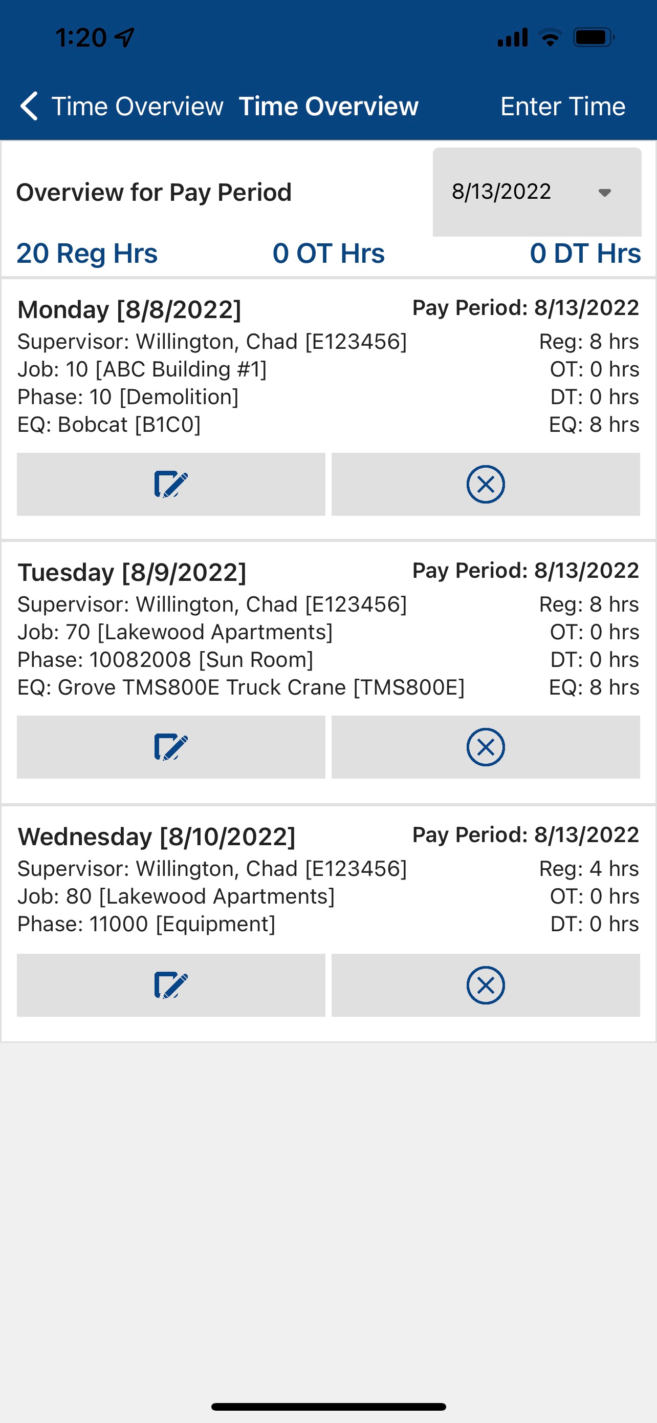 Job Cost Inc Time Card App screenshot 3