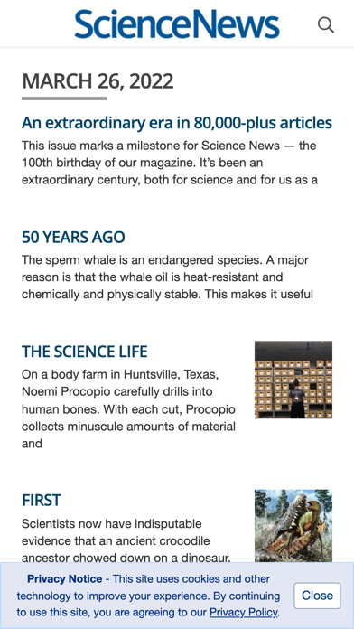 Science News Magazine Screenshot