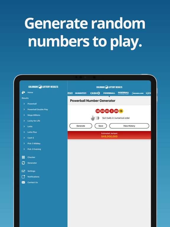 Colorado Lottery Numbers iPad screenshot 4 - Entertainment app