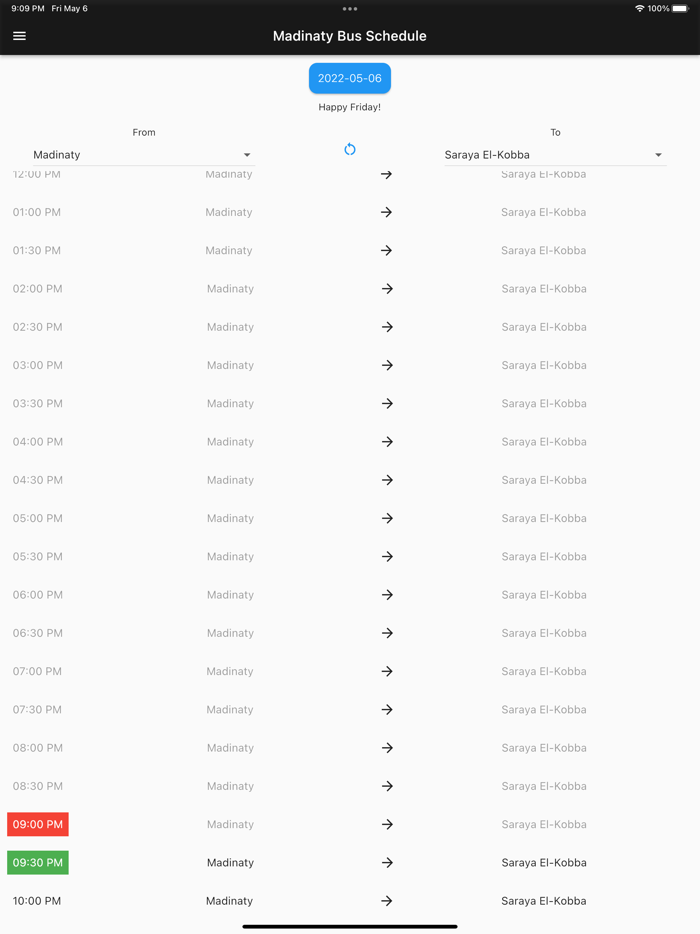 Madinaty Bus Schedule