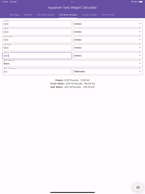 Screenshot #5 pour Aquarium Tank Weight Calc