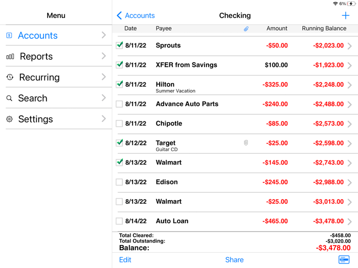 Accounts 3 Checkbook
