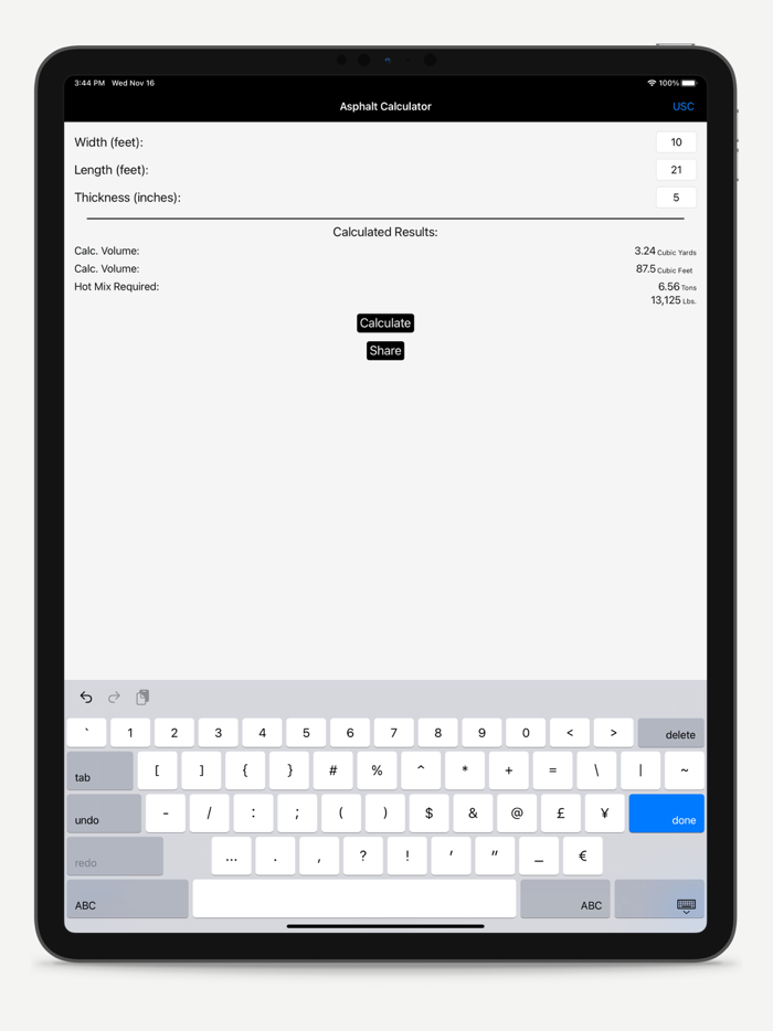 Asphalt Calculator One