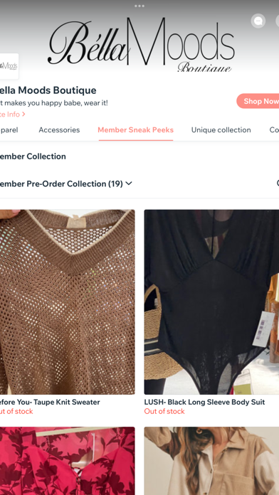 Bella Moods Boutique Screenshot