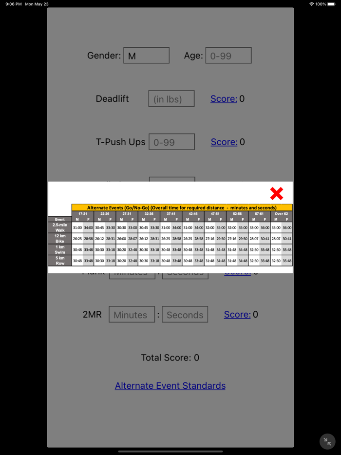 Updated ACFT Score Calculator