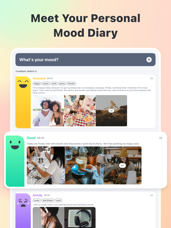 Daily Mood Tracker - Self Care iPad screenshot 1 - Lifestyle app
