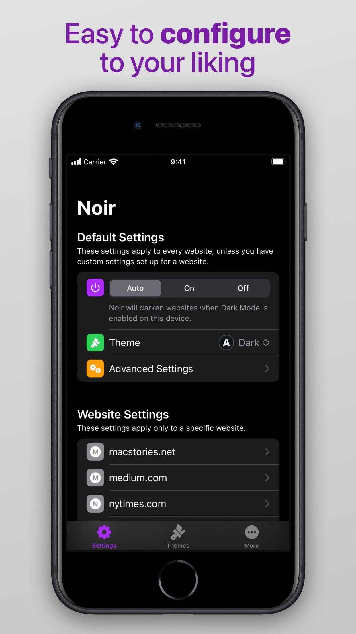 Screenshot do app Noir - Dark Mode for Safari