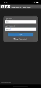 RTS VLink WebRTC Control Panel screenshot #1 for iPhone