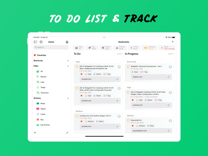Bookmarks Organize and Track