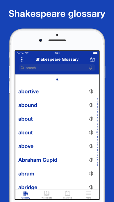 A Shakespeare Glossary Screenshot