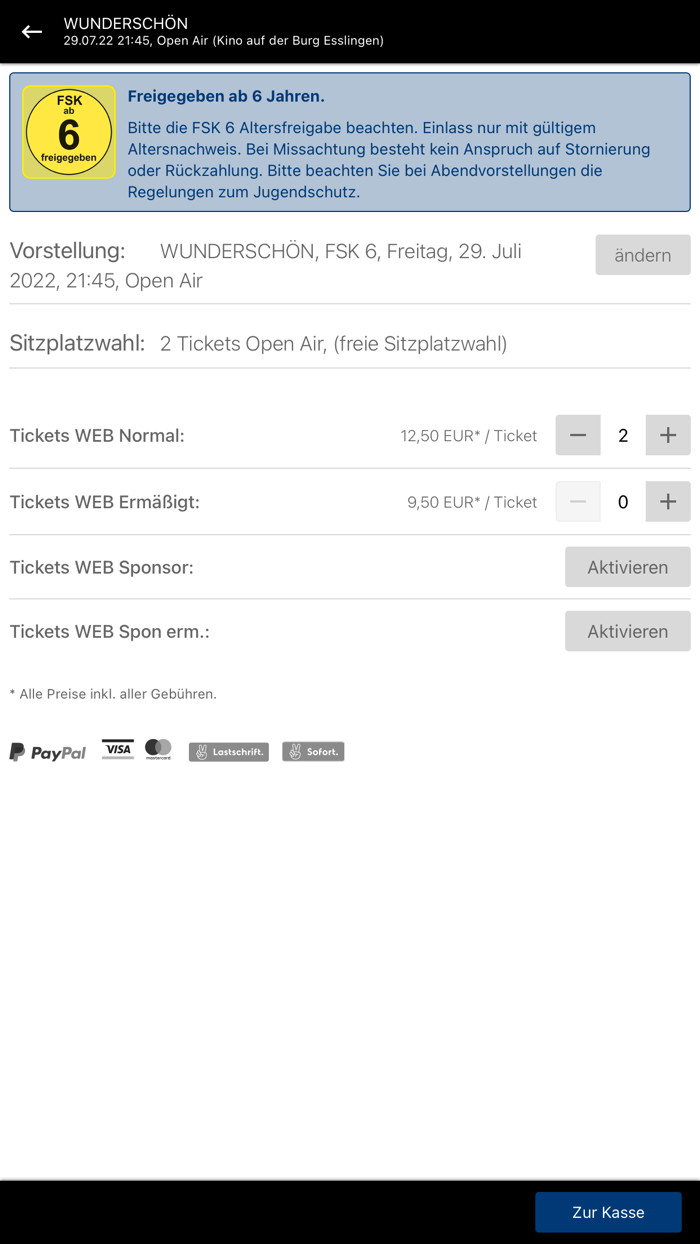 Open Air Kino auf der Burg