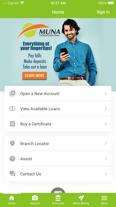 MUNA Federal Credit Union Screenshot