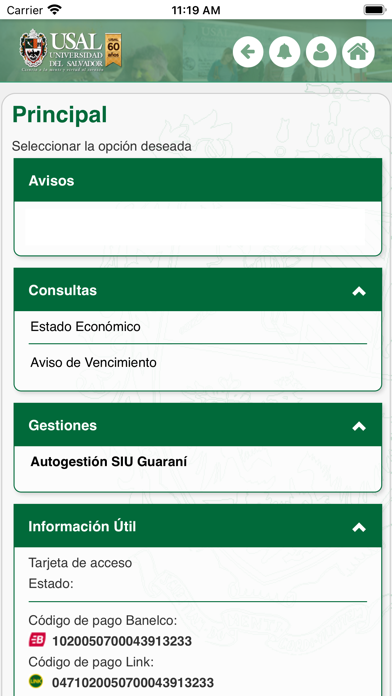 USAL - Gestión Académica Screenshot