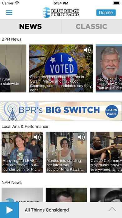 Blue Ridge Public Radio App Screenshot