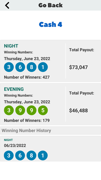 GA Lotto Results Screenshot