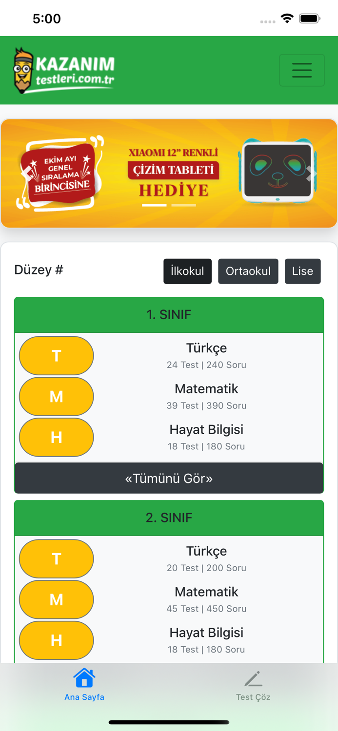 Kazanım Testleri Çöz