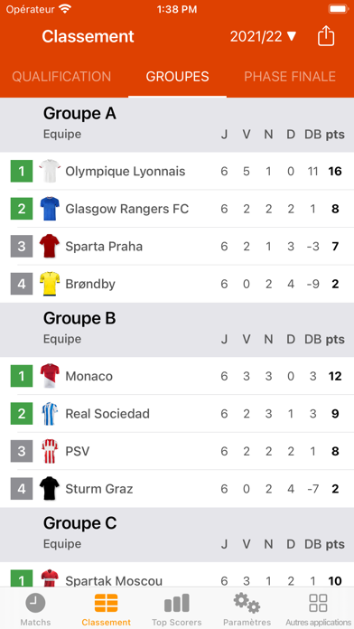 Screenshot #2 pour Résultats pour Ligue Europa