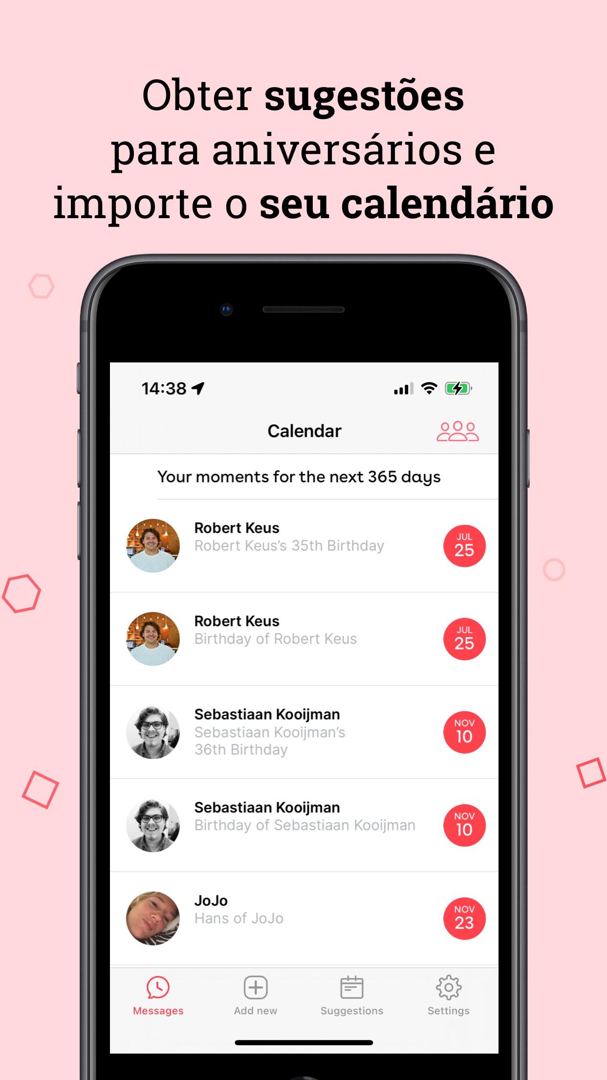 Screenshot do app Scheduled - Texto agendado