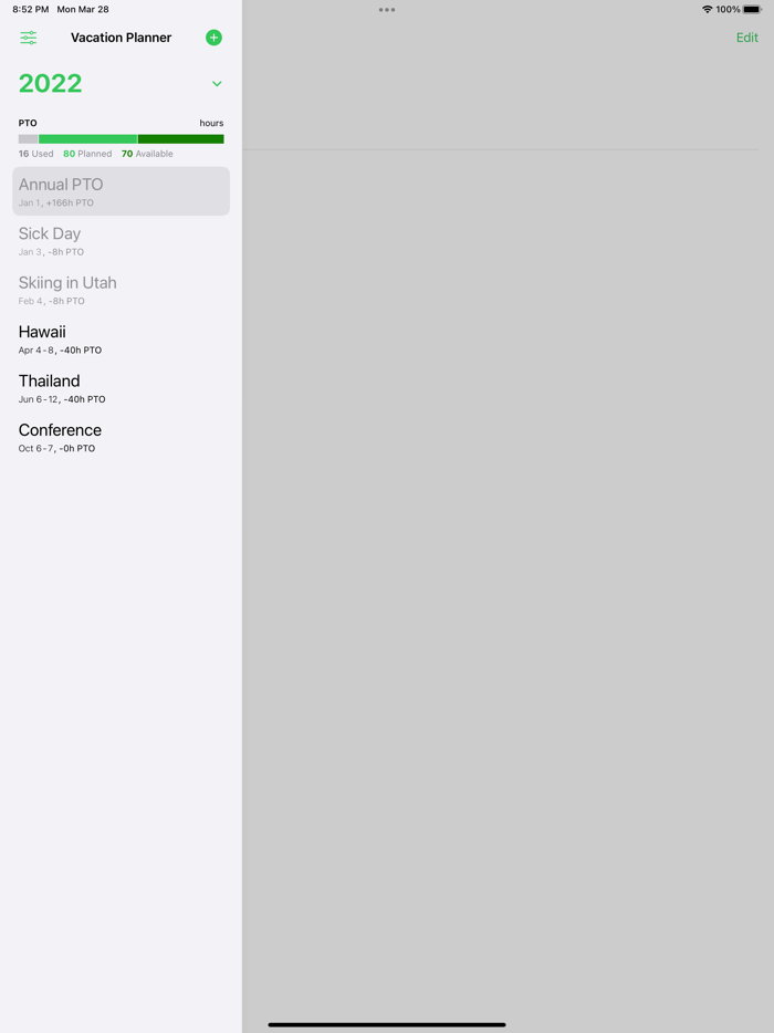 Vacation Planner and PTO Tracker