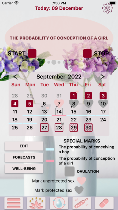 Female Cycle Period Calendar Screenshot