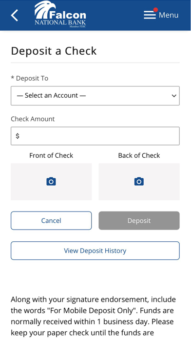 Falcon National Bank Screenshot