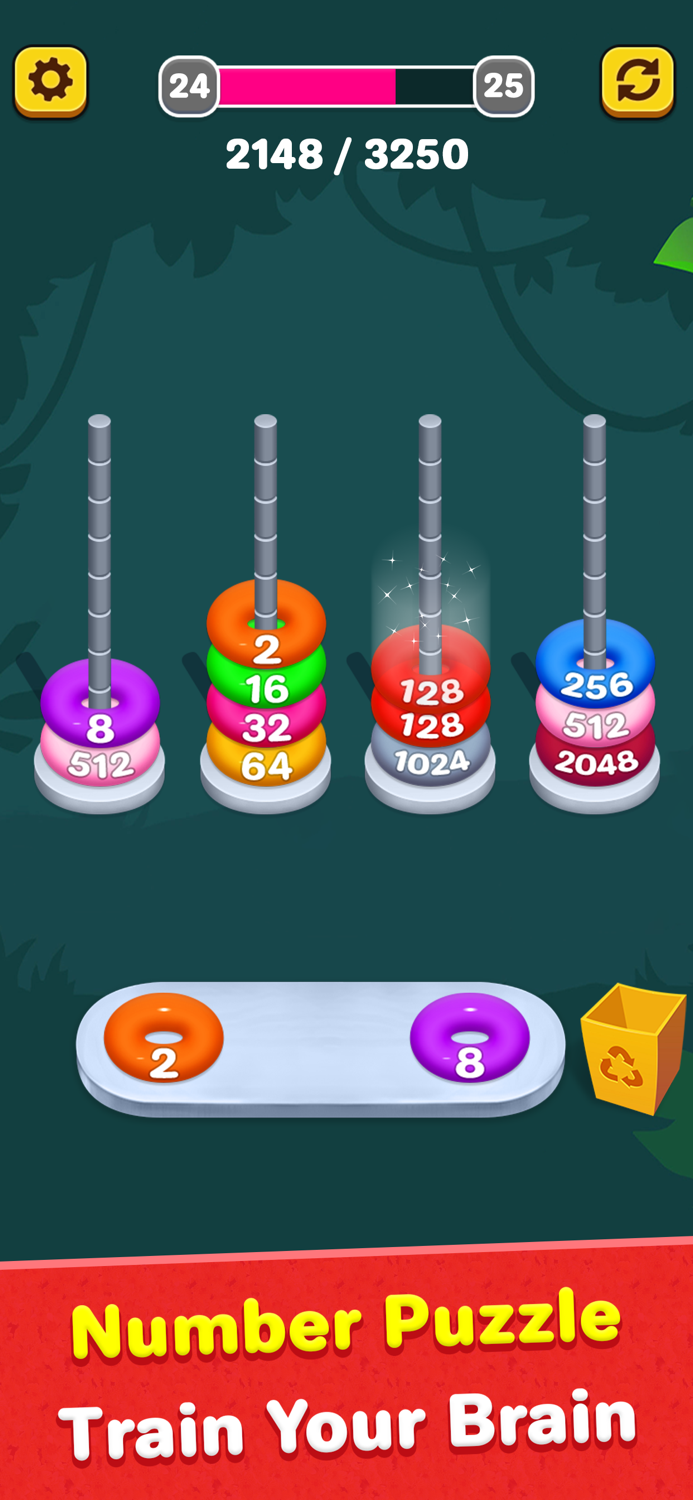 2048 Hoop Stack - Merge number