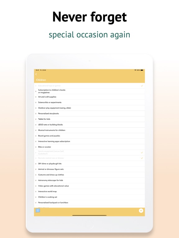 Gift Ideas Checklist iPad screenshot