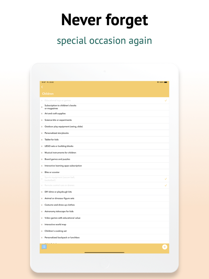 Gift Ideas Checklist