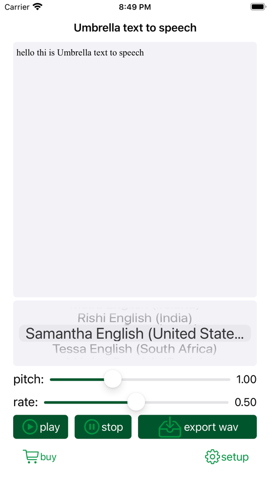 #1. Umbrella text to Speech (iOS) Podle: 溪明 林