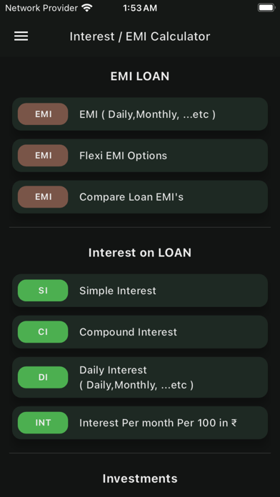 Interest EMI Calculator Screenshot