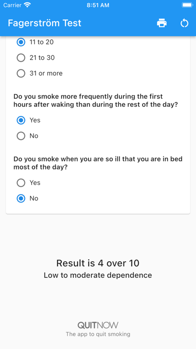 Fagerstrom Test Screenshot