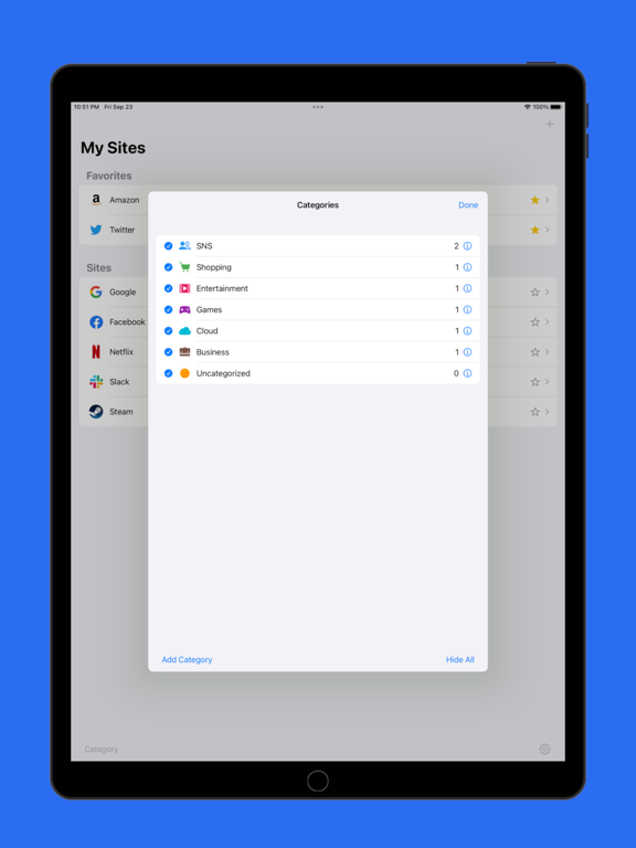 Password Manager Sunny iPad screenshot