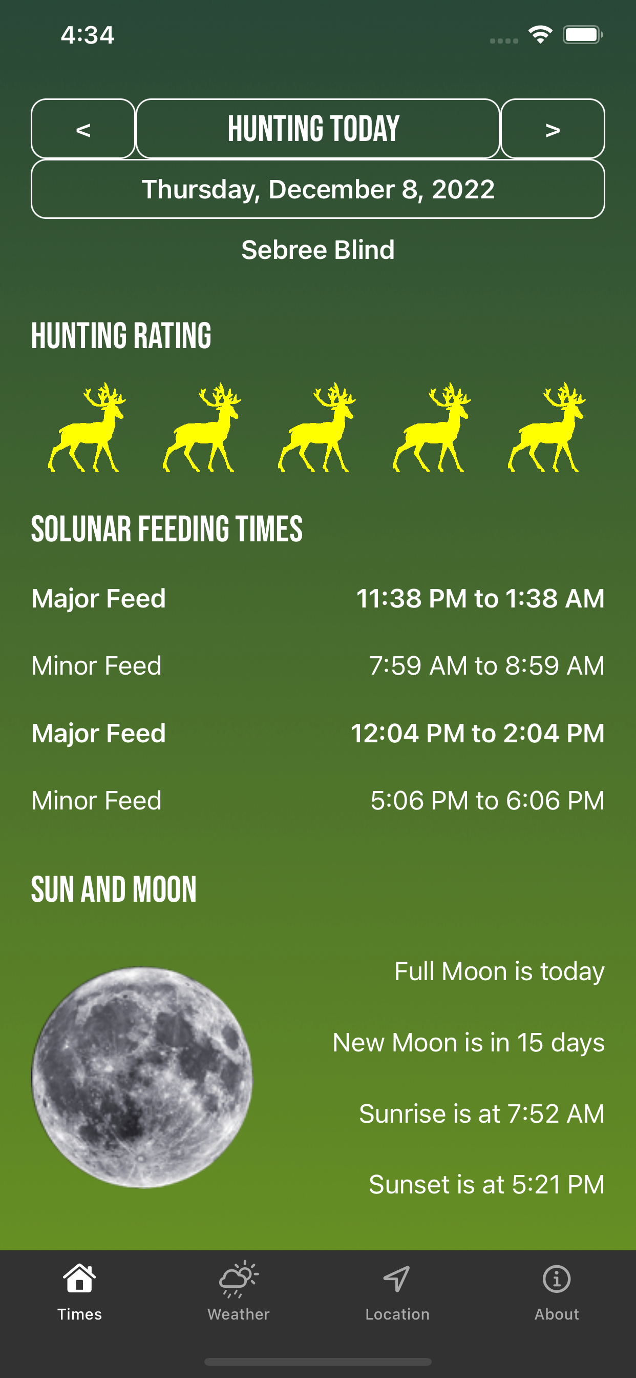 Solunar Best Hunting Times