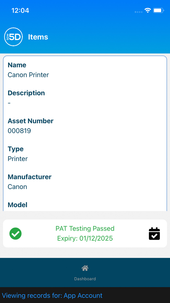 SGW 5D PAT Testing