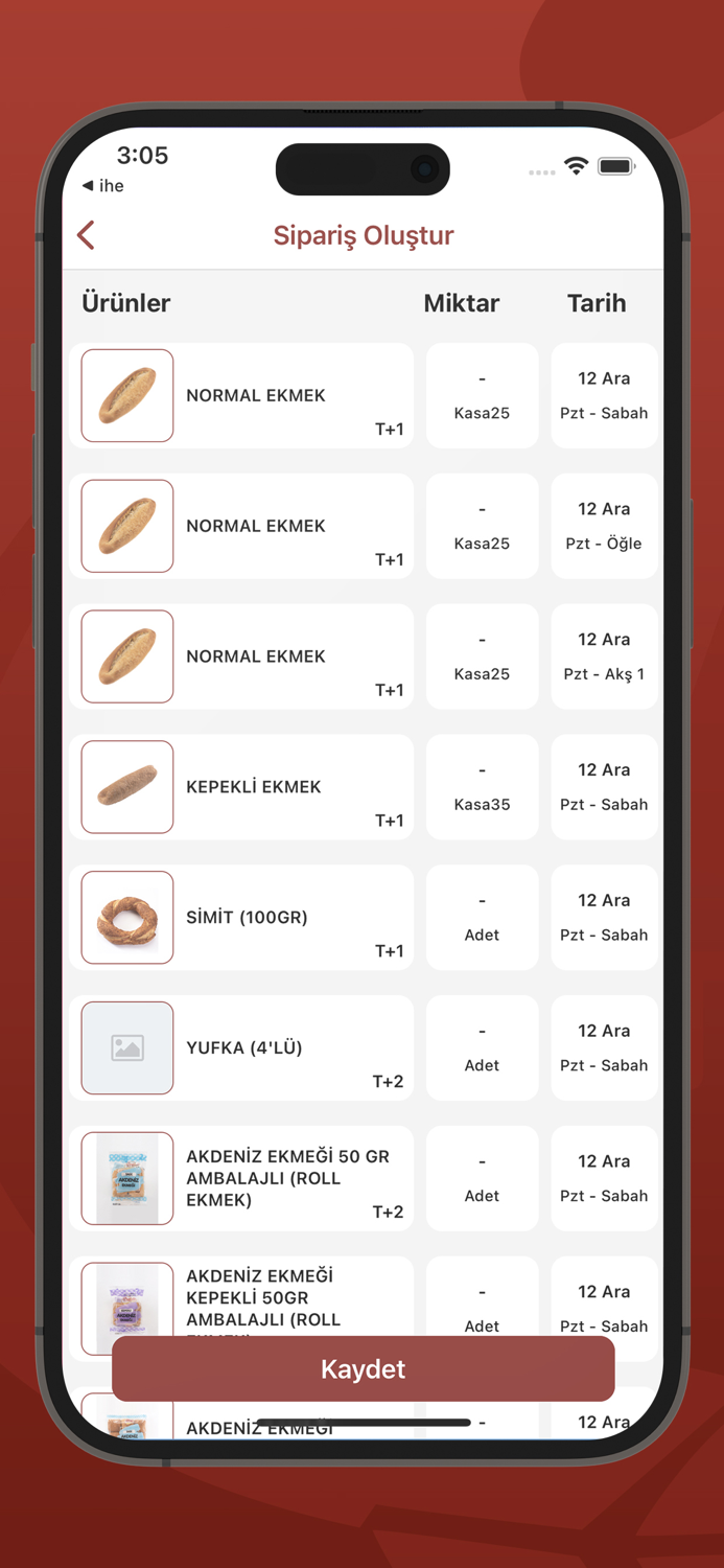 IHE Büfe Bayi Sipariş Sistemi