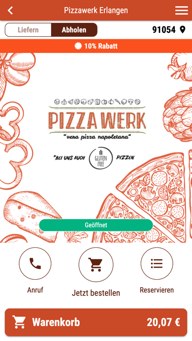 Pizzawerk Erlangen Screenshot