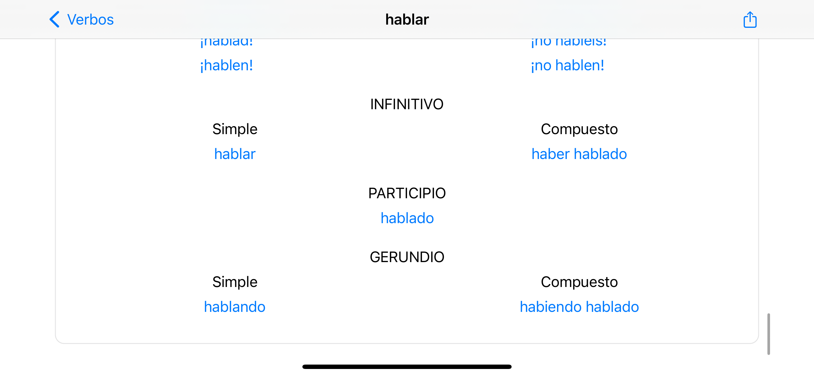 Verbos Español