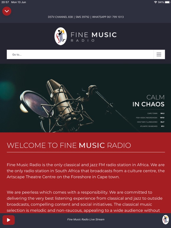 Fine Music Radio iPad screenshot 1 - Music app