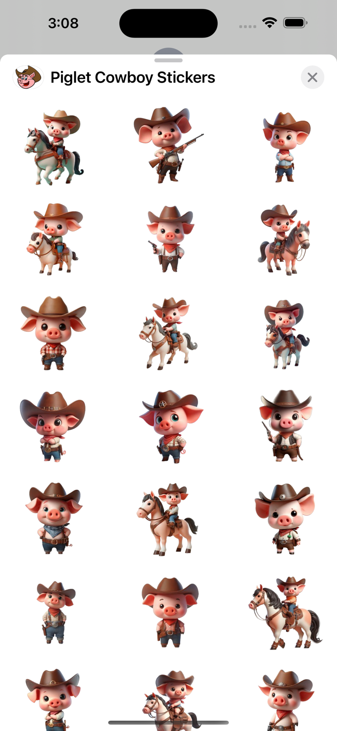 Piglet Cowboy Stickers