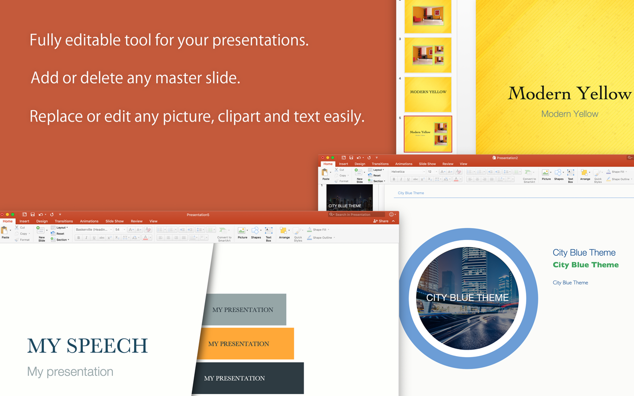 Template for MS PowerPoint 6.0 Mac 破解版 PowerPoint演示模板合集