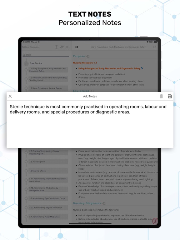 Nurse Guide Clinical Procedure iPad screenshot 9 - Medical app