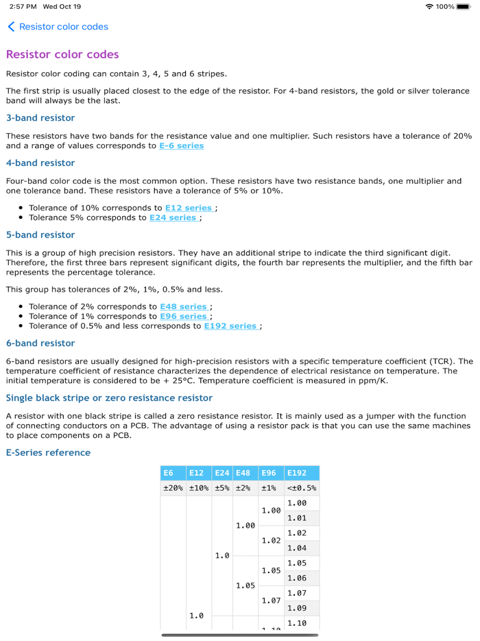 Resistor color codes calc
