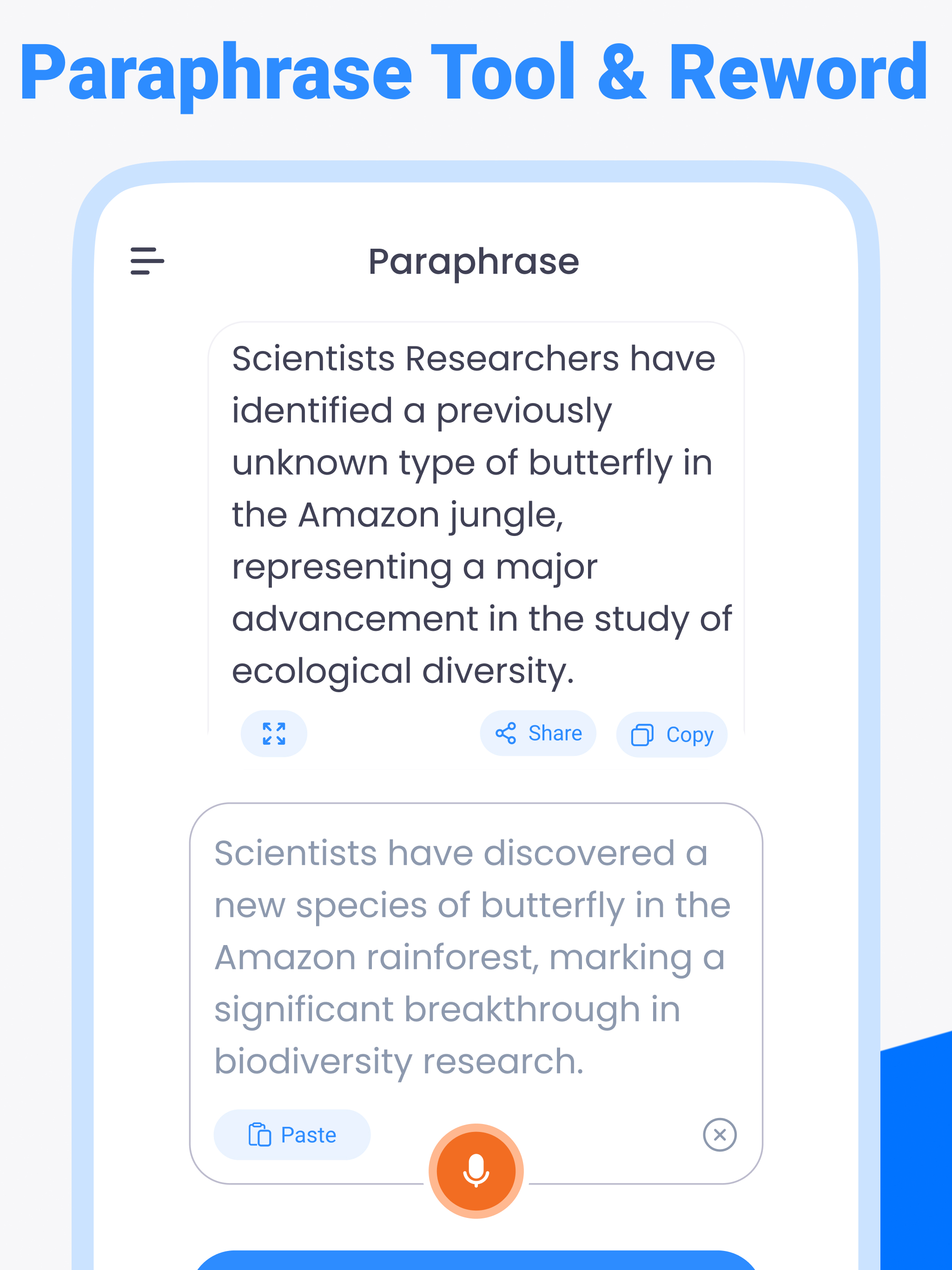 Paraphrase tool - AI Paragraph