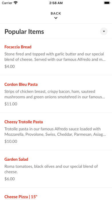 Smithfield Stonefire Pizzeria Screenshot