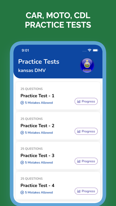 Kansas KS DMV Permit Test Screenshot