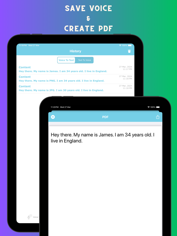 Voice notebook speech to text