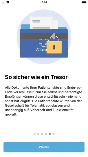 Screenshot von Allianz EPA-App auf dem iPhone 5